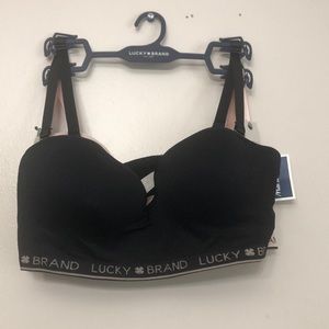 Lucky Brand Convertible Strapless Underwire Black  & Light Pink Bra Set